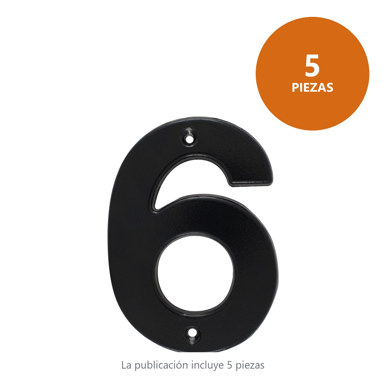 Número 6 bold 4" negro Lock - Imagen 3