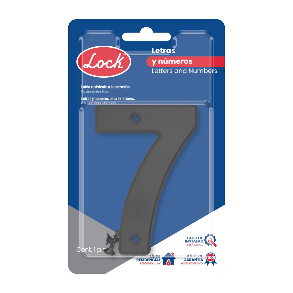 Número 7 bold 4" negro Lock - Imagen 2