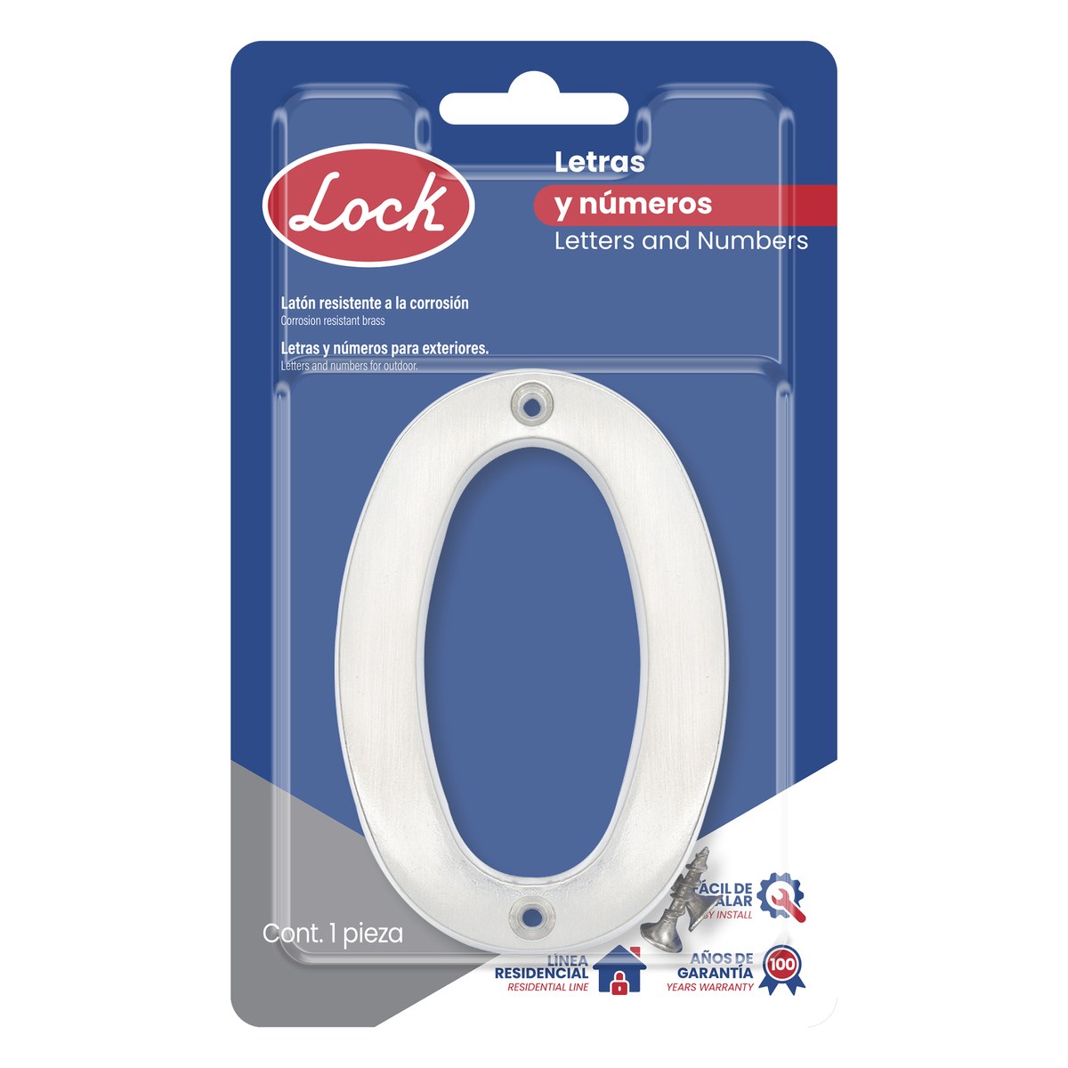 Número 0 slim 4" níquel satinado Lock - Imagen 2