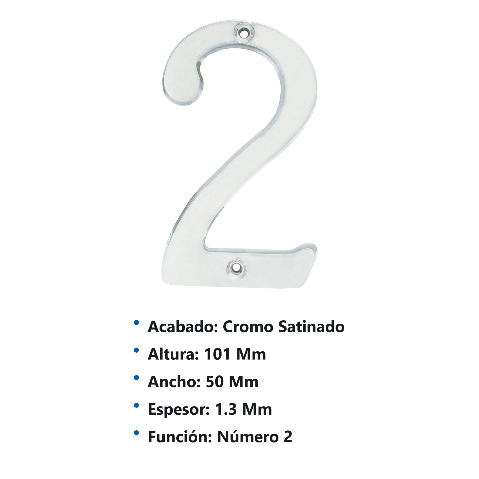 Número 2 slim 4" níquel satinado Lock - Imagen 3
