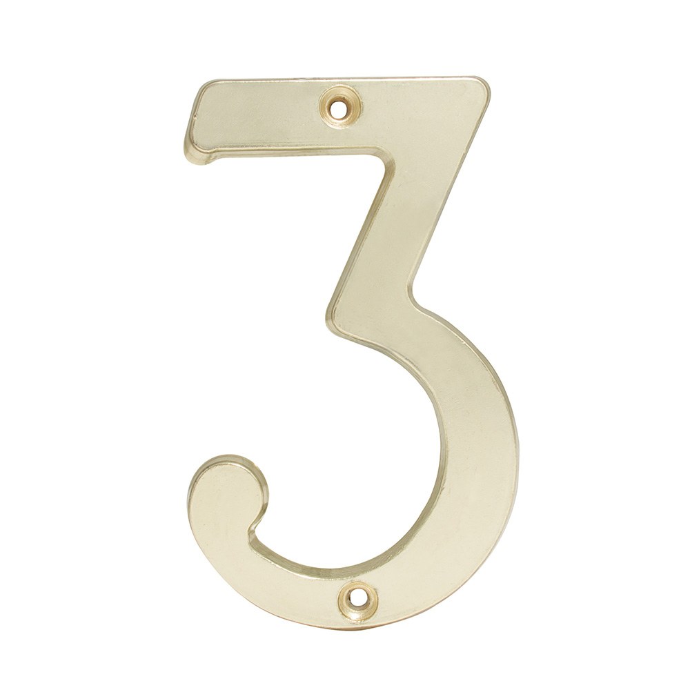 Número 3 slim 4" latón brillante Lock