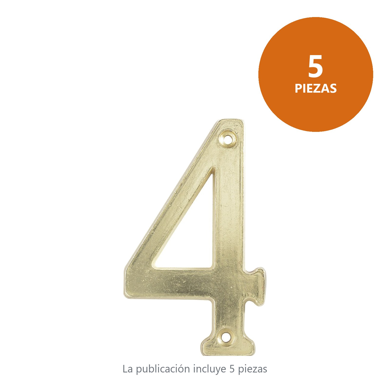 Número 4 slim 4" latón brillante Lock - Imagen 2