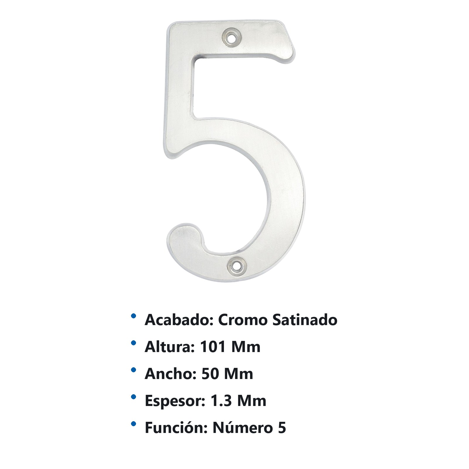 Número 5 slim 4" níquel satinado Lock - Imagen 3