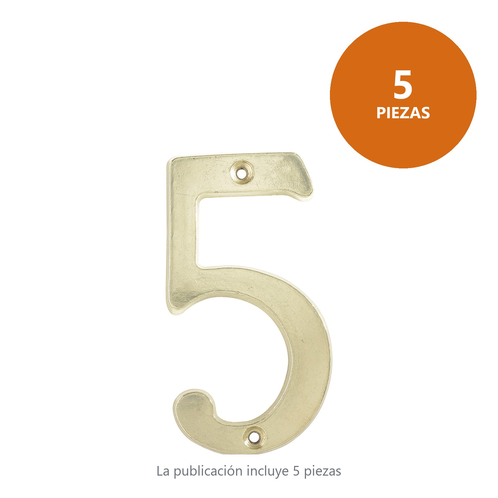Número 5 slim 4" latón brillante Lock - Imagen 2