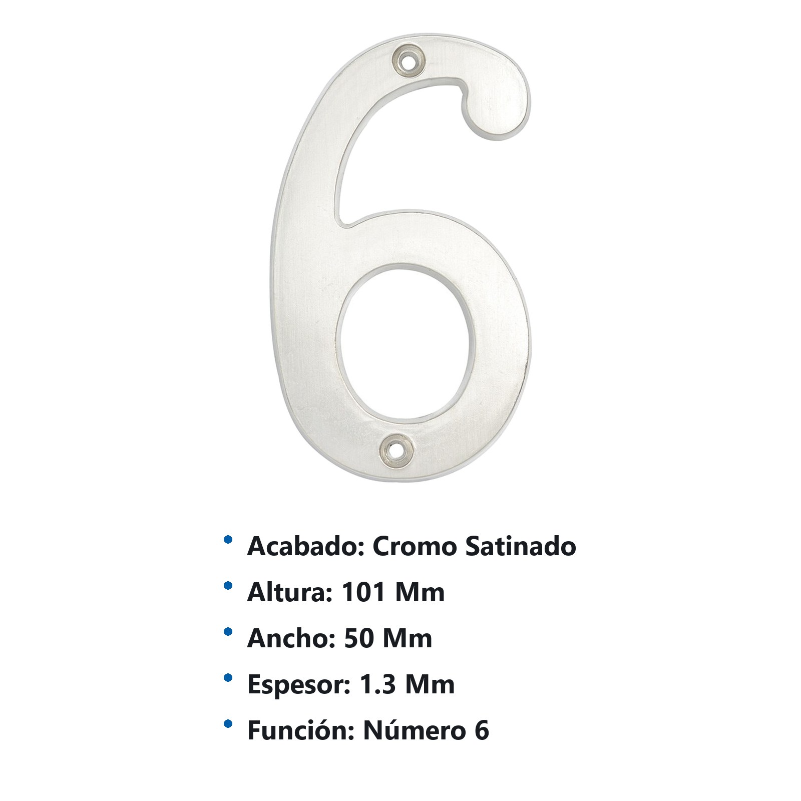 Número 6 slim 4" níquel satinado Lock - Imagen 3