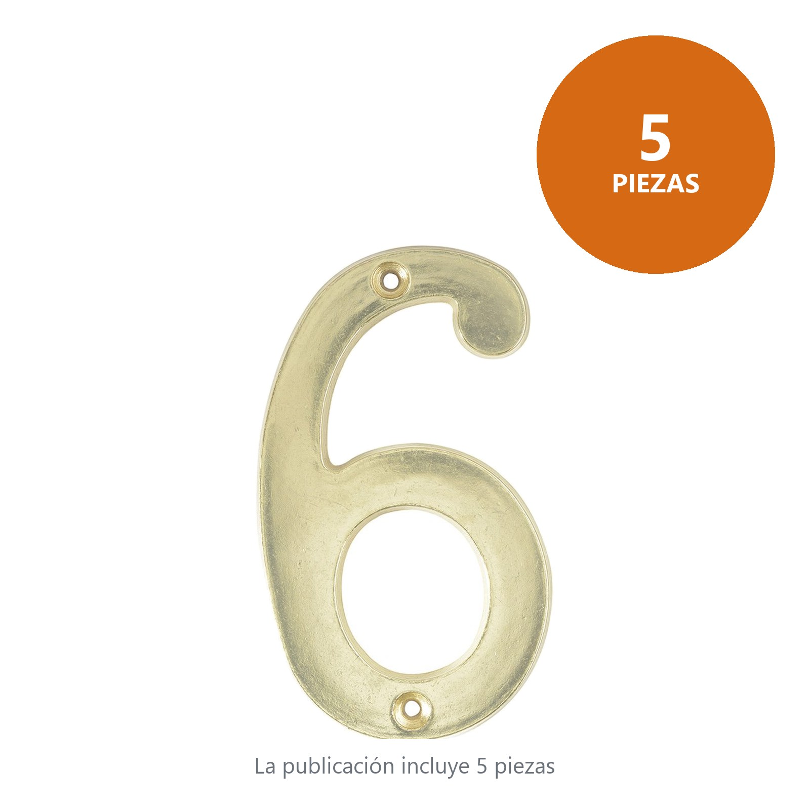 Número 6 slim 4" latón brillante Lock - Imagen 2