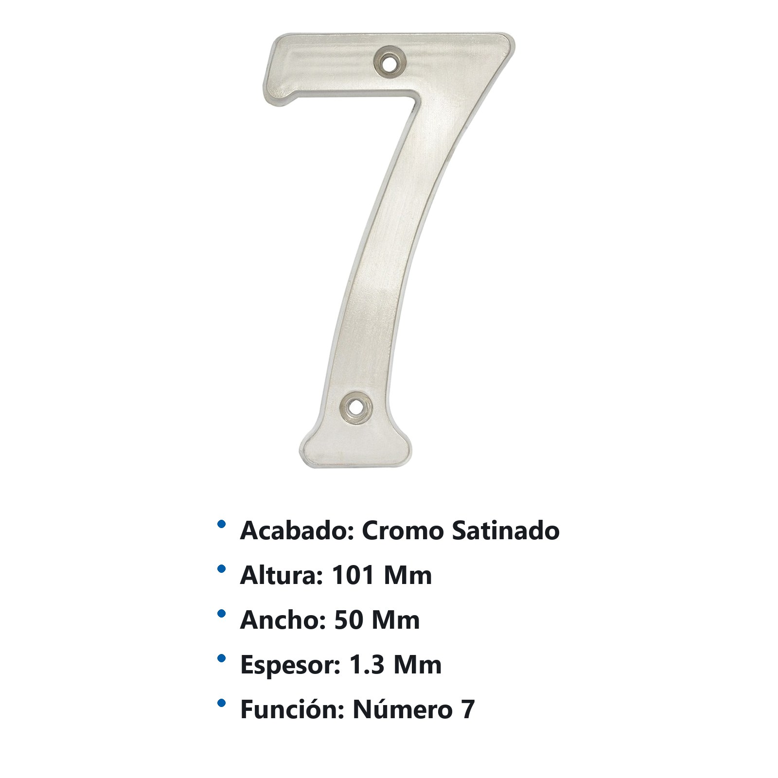 Número 7 slim 4" níquel satinado Lock - Imagen 3