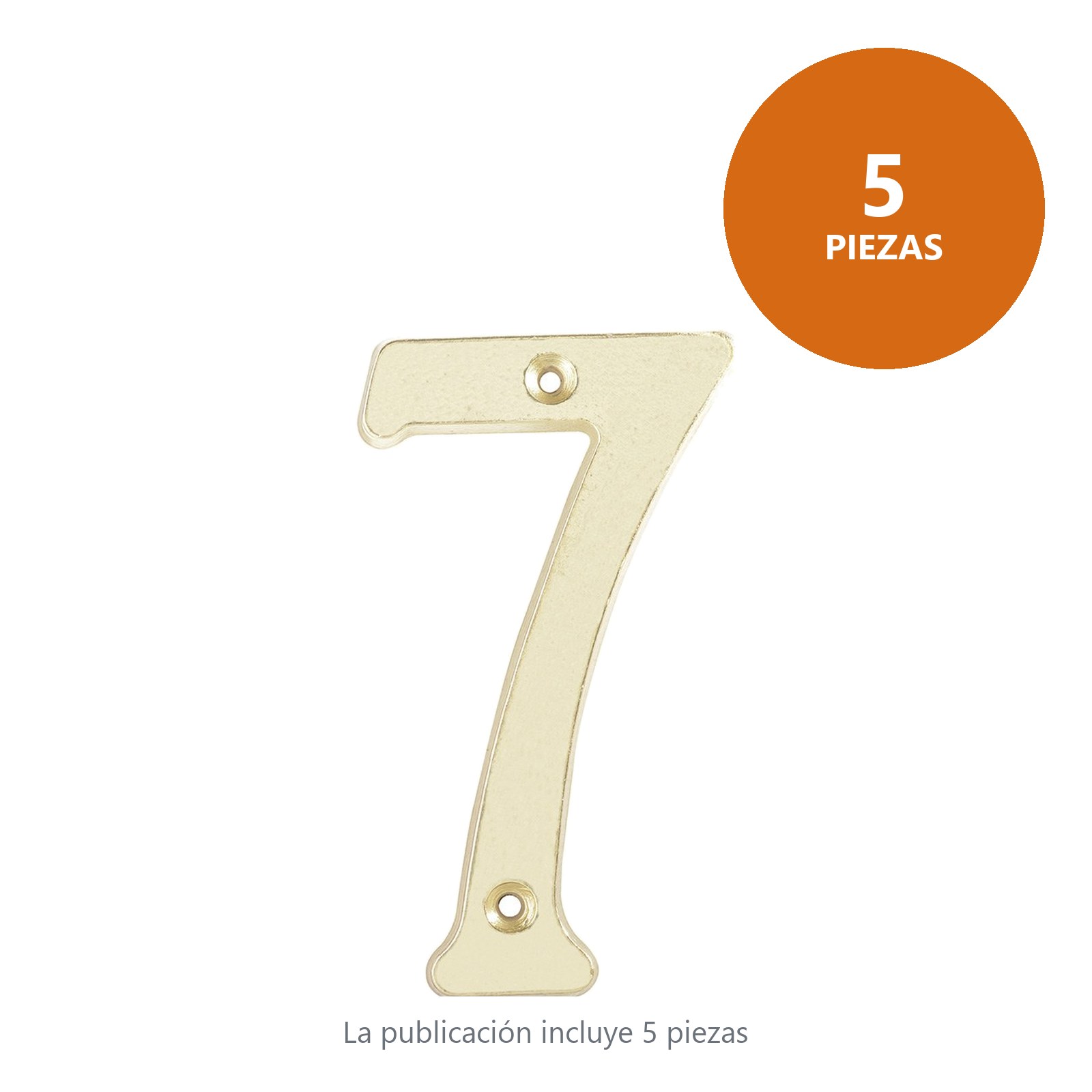Número 7 slim 4" latón brillante Lock - Imagen 2
