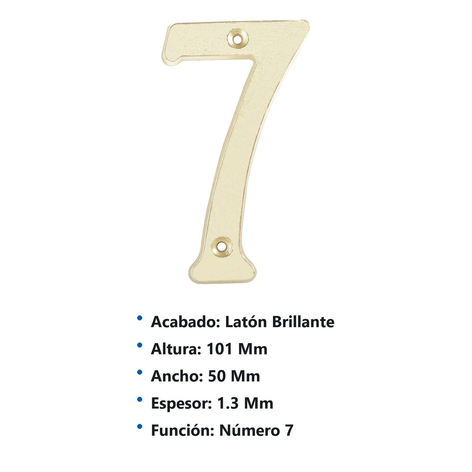 Número 7 slim 4" latón brillante Lock - Imagen 3