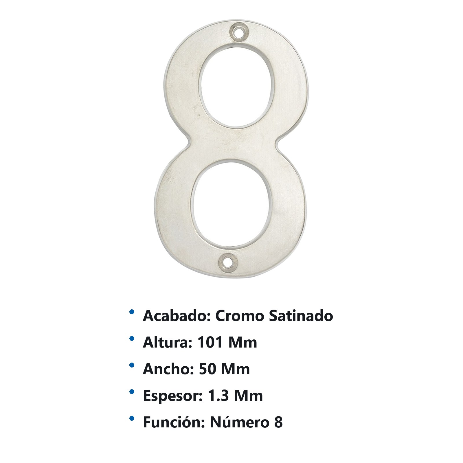 Número 8 slim 4" níquel satinado Lock - Imagen 3