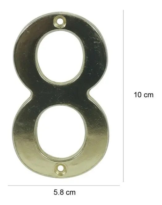 Número 8 slim 4" latón brillante Lock - Imagen 2