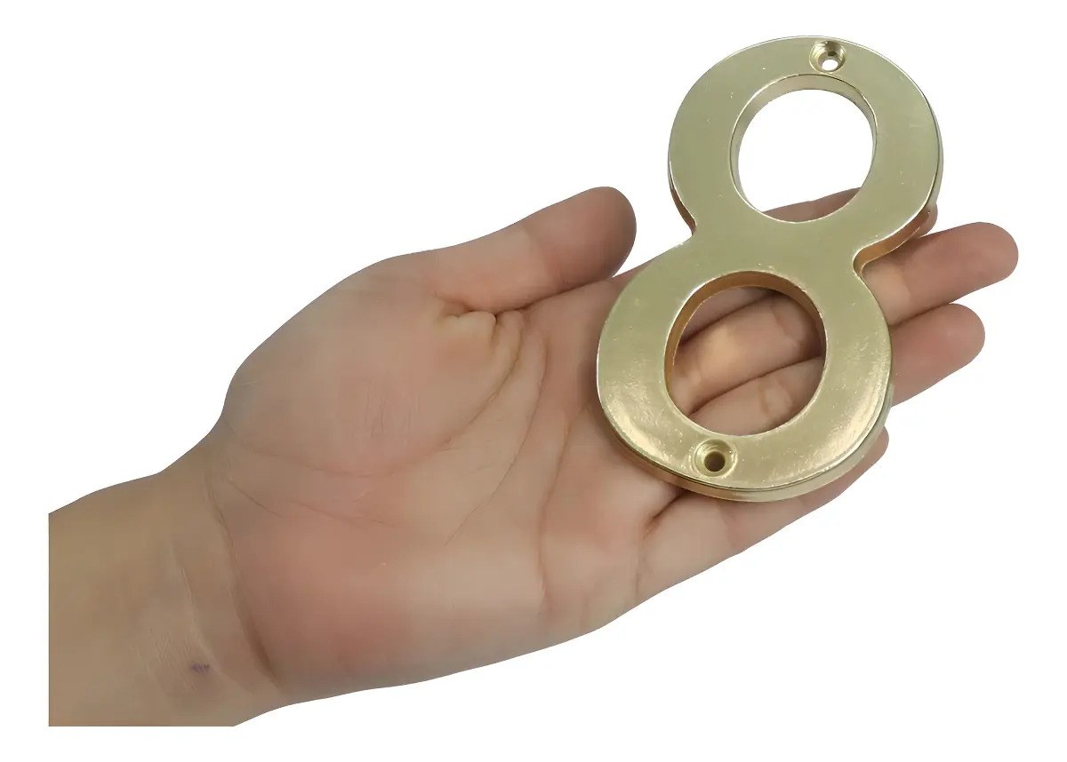 Número 8 slim 4" latón brillante Lock - Imagen 3
