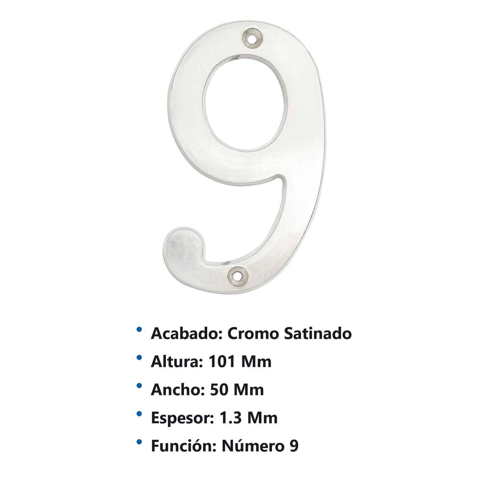 Número 9 slim 4" níquel satinado Lock - Imagen 3