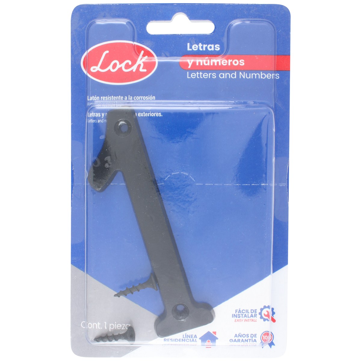 Número 1 slim 4" negro Lock - Imagen 2