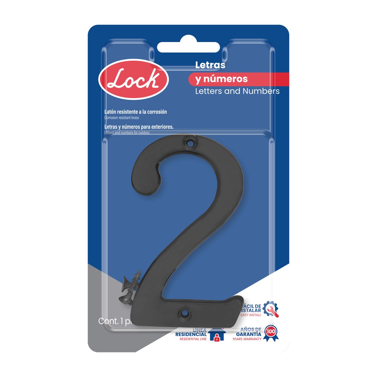 Número 2 slim 4" negro Lock - Imagen 2