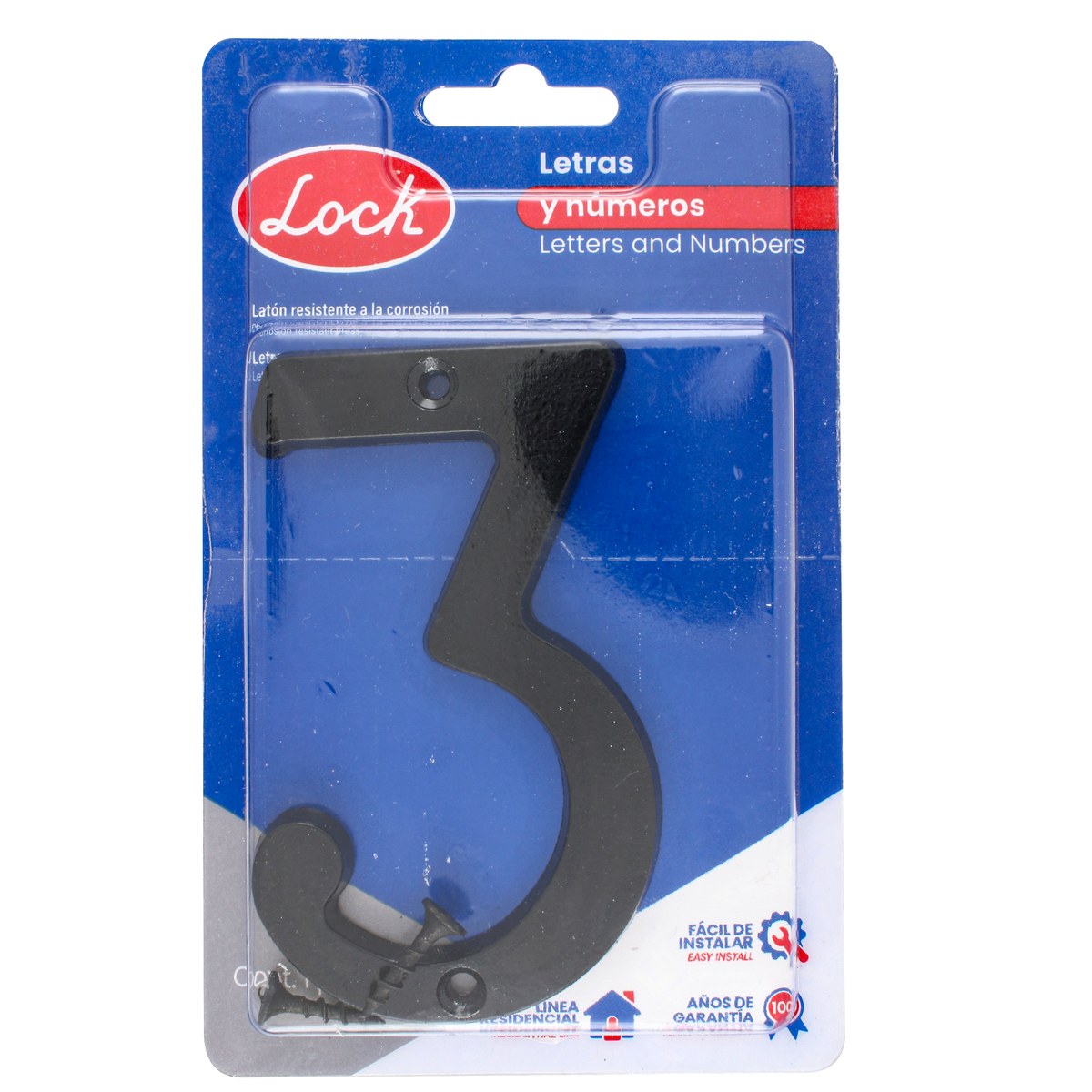 Número 3 slim 4" negro Lock - Imagen 3