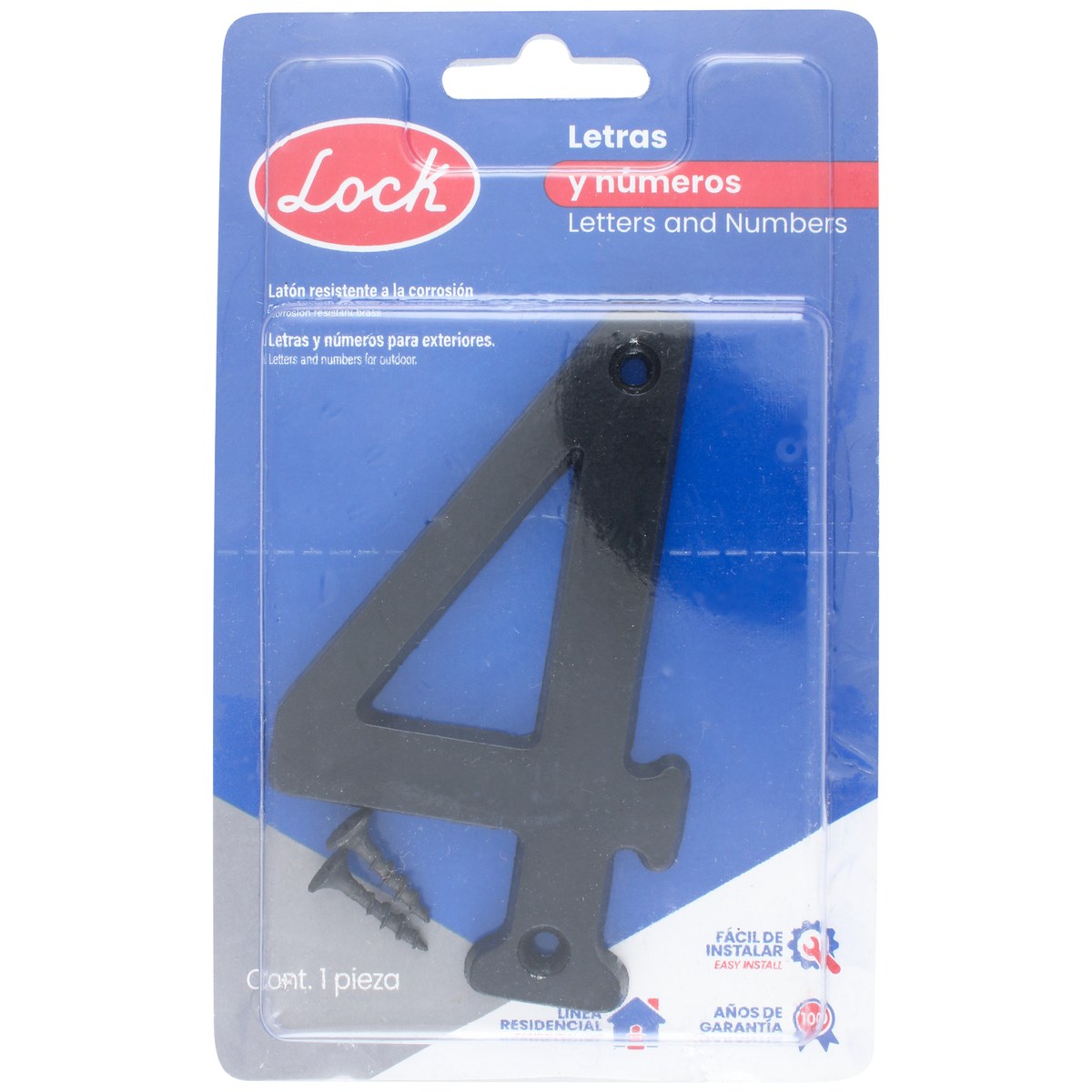 Número 4 slim 4" negro Lock - Imagen 2