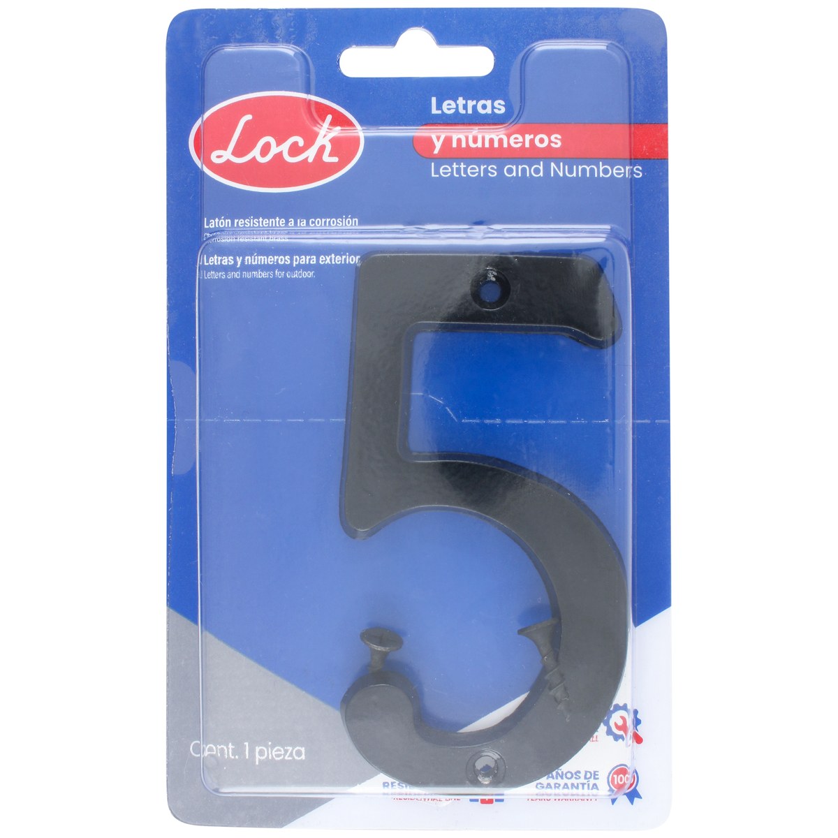 Número 5 slim 4" negro Lock - Imagen 2