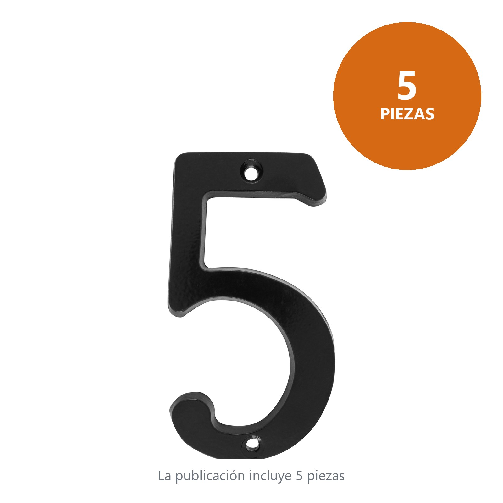 Número 5 slim 4" negro Lock - Imagen 3