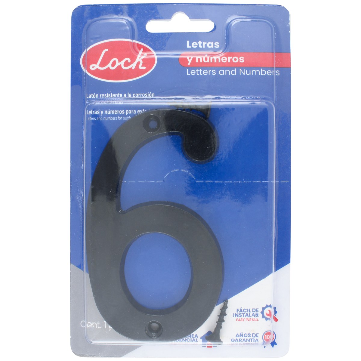 Número 6 slim 4" negro Lock - Imagen 2