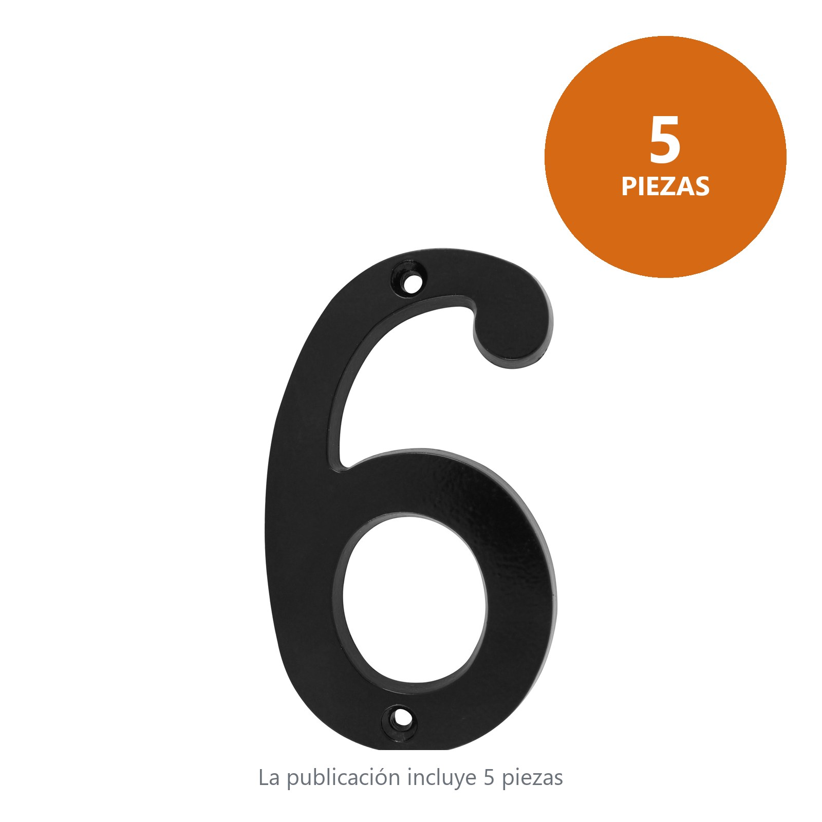 Número 6 slim 4" negro Lock - Imagen 3