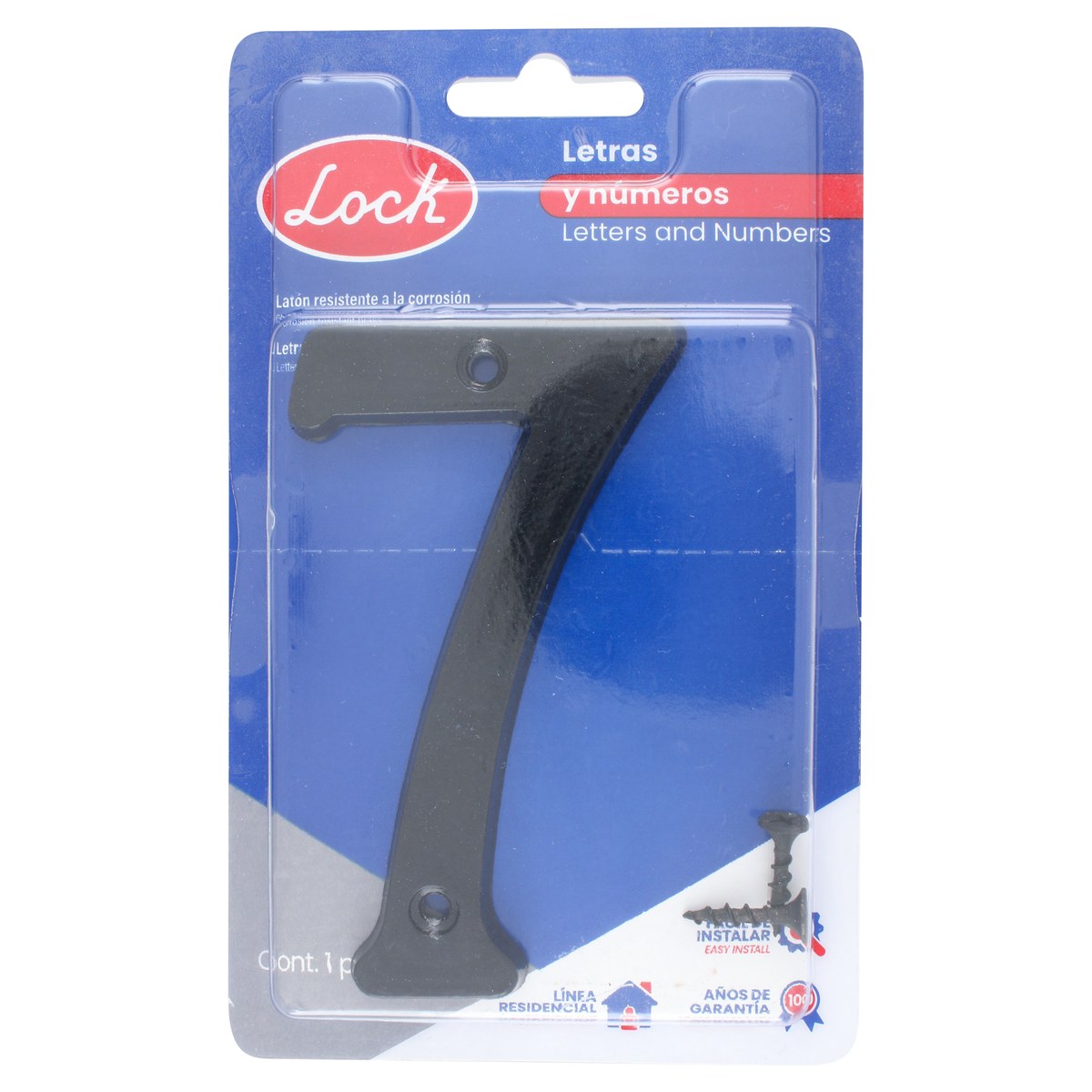 Número 7 slim 4" negro Lock - Imagen 2