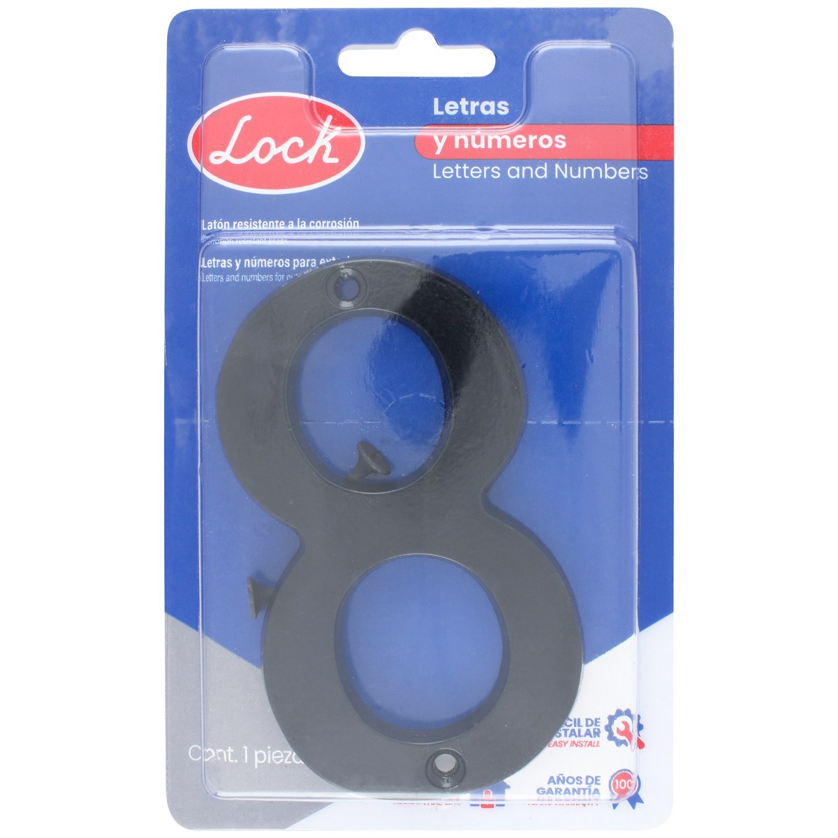 Número 8 slim 4" negro Lock - Imagen 2