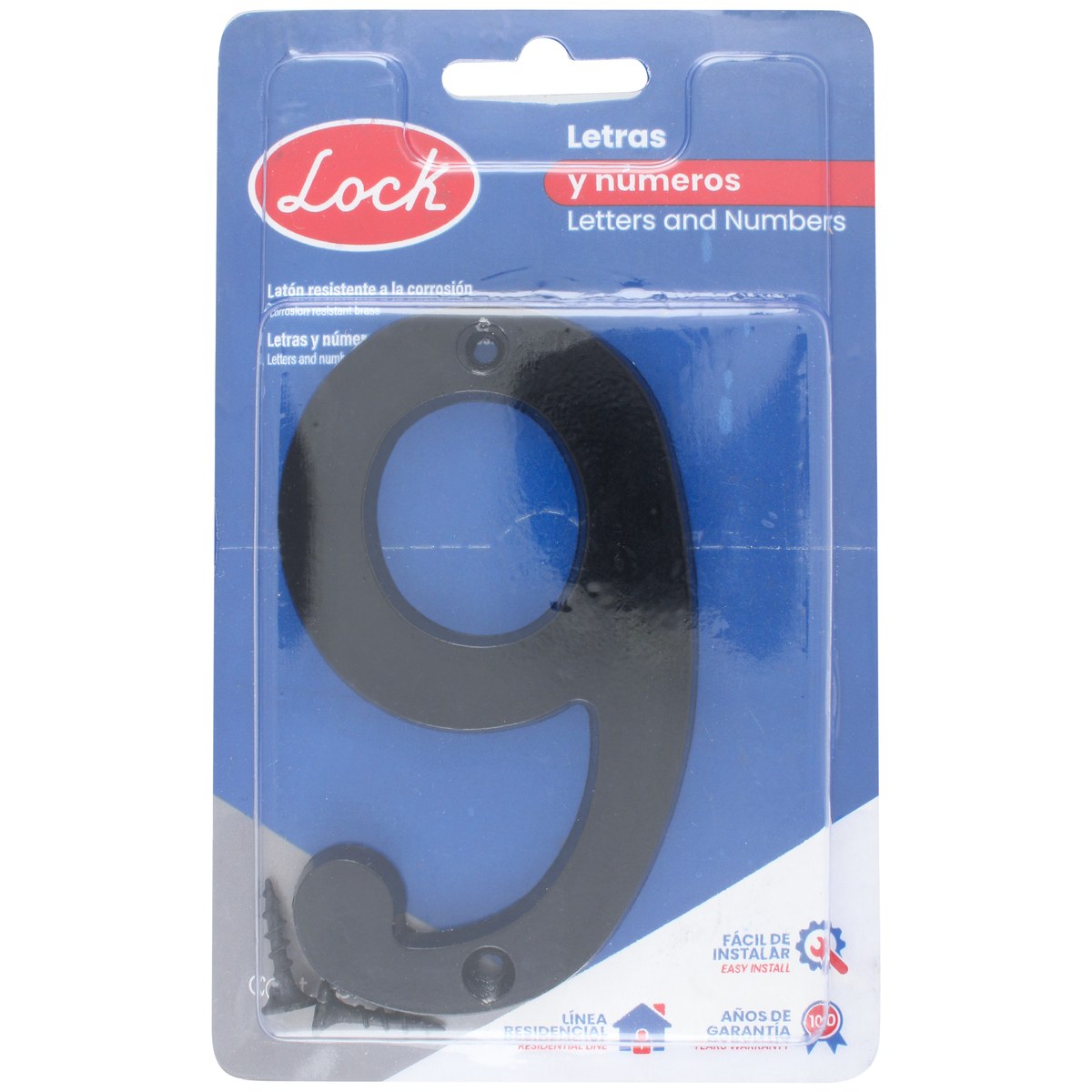Número 9 slim 4" negro Lock - Imagen 2