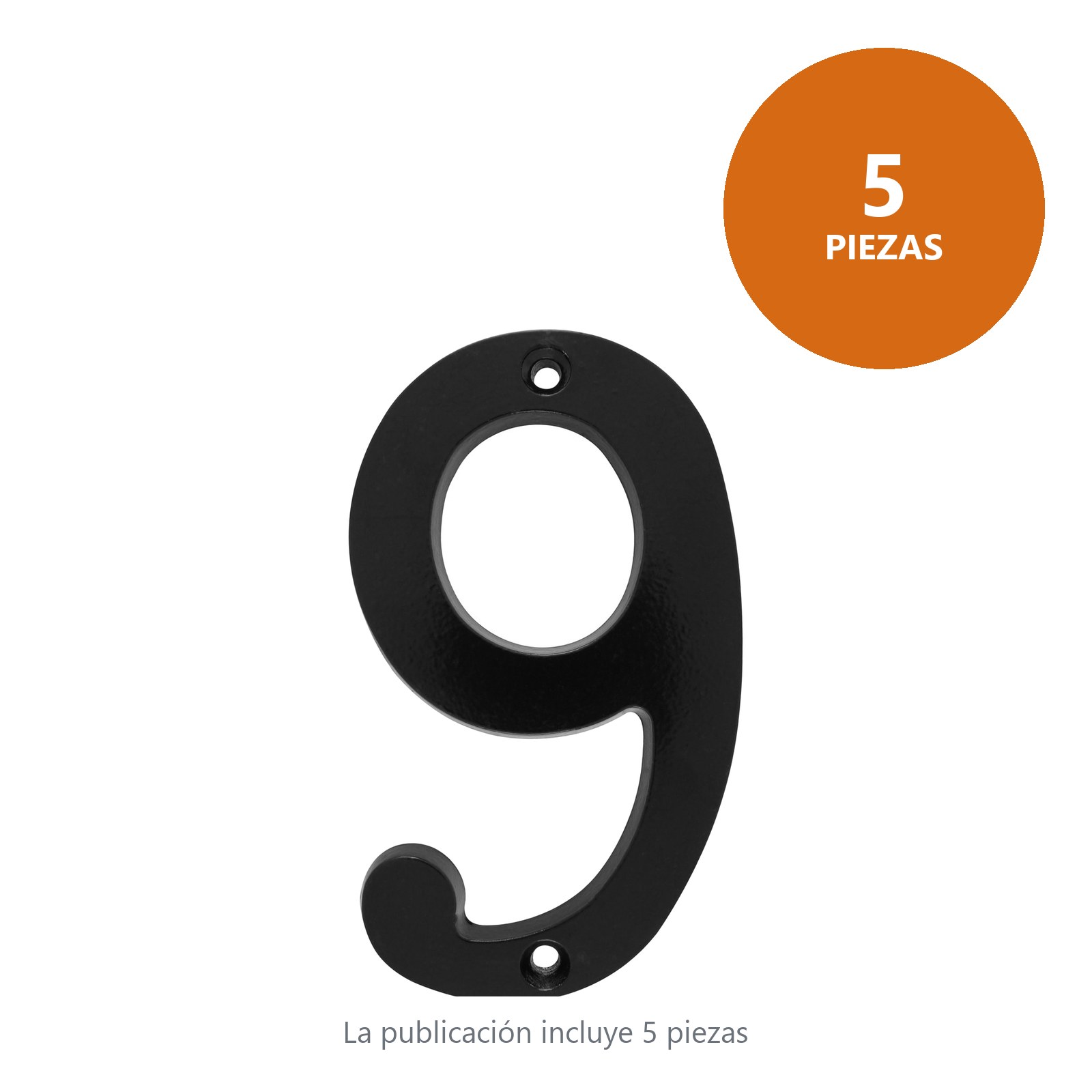 Número 9 slim 4" negro Lock - Imagen 3