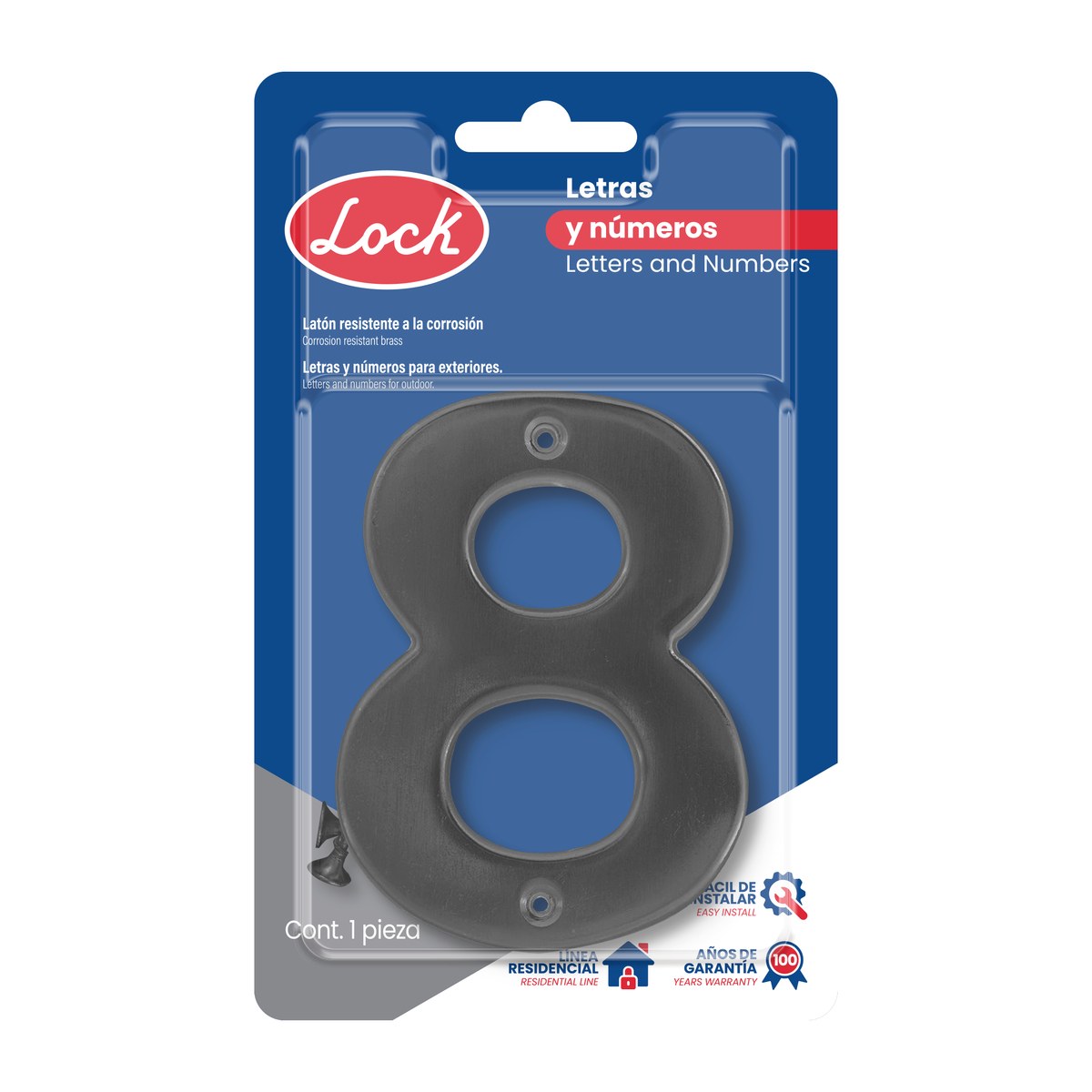 Número 8 bold 4" negro Lock - Imagen 2