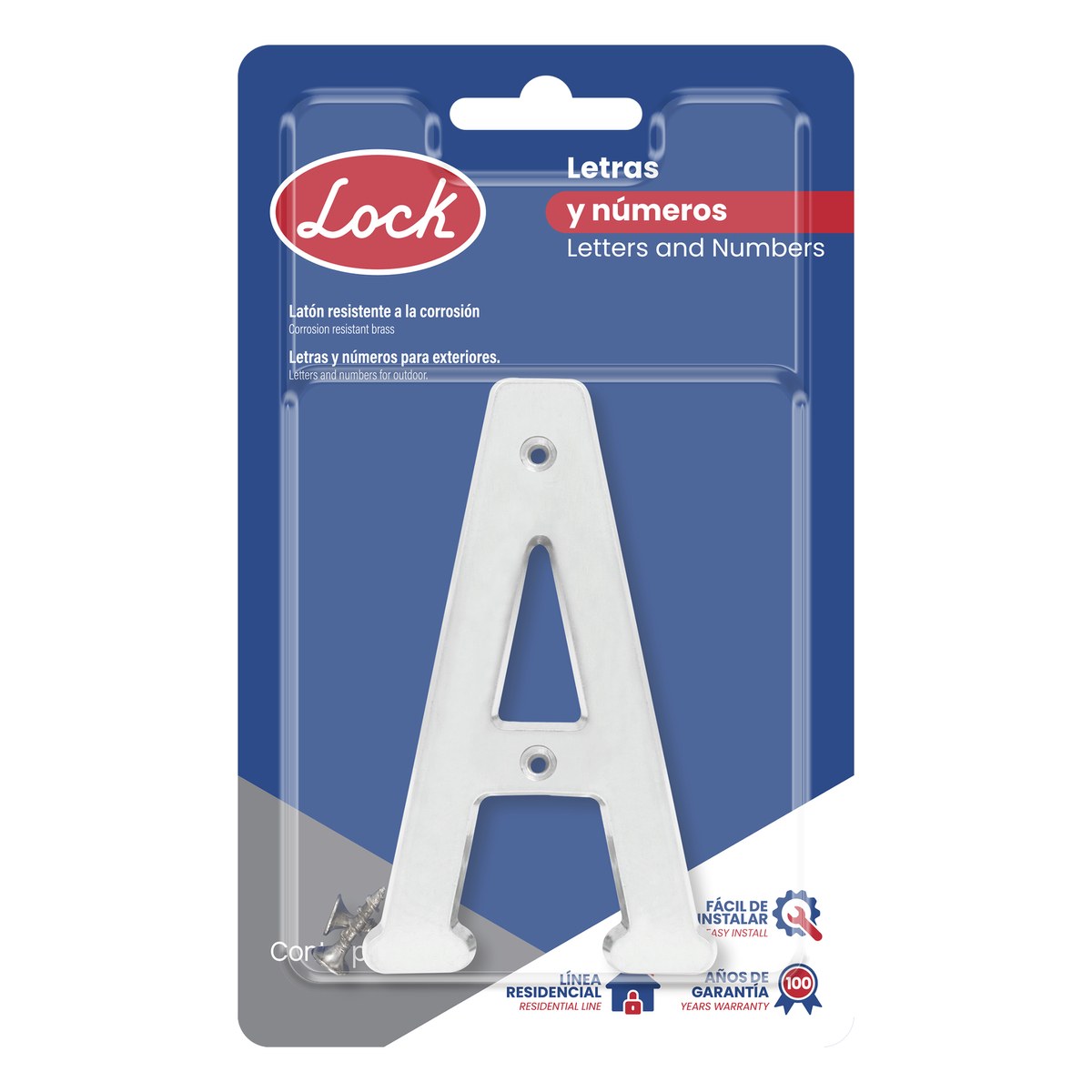 Letra A slim 4" níquel satinado Lock - Imagen 2