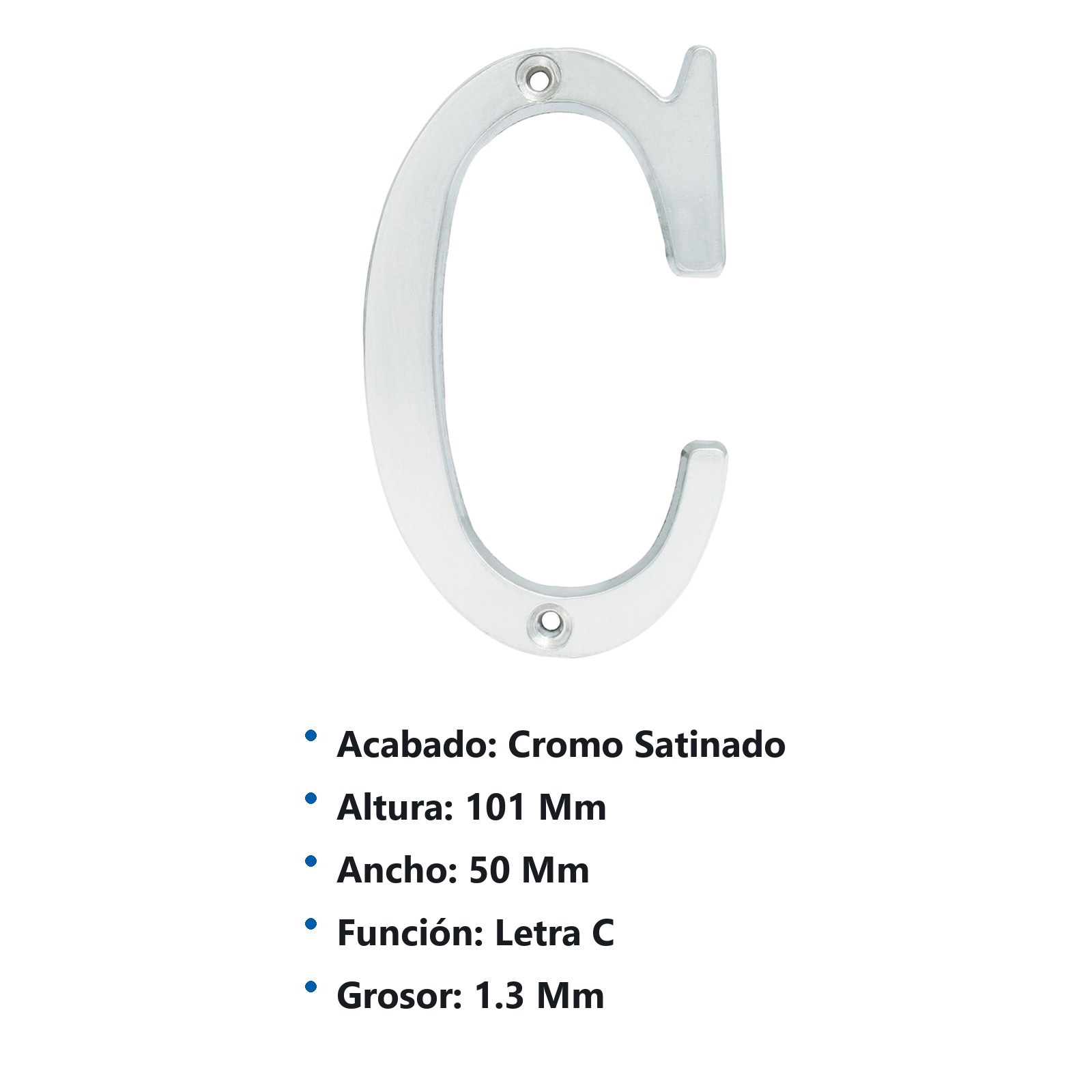 Letra C slim 4" níquel satinado Lock - Imagen 3