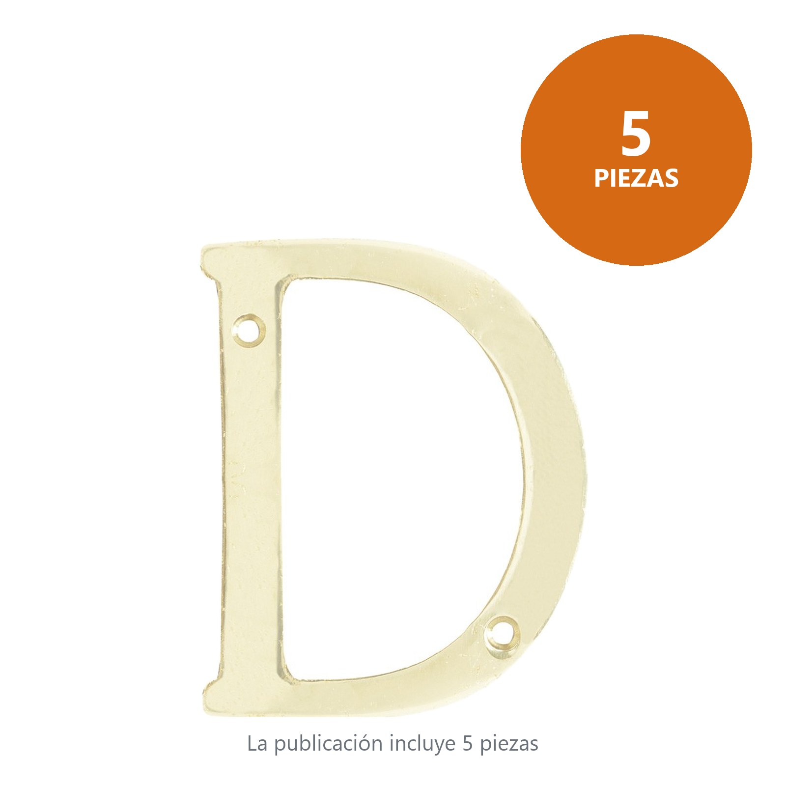 Letra D slim 4" latón brillante Lock - Imagen 2