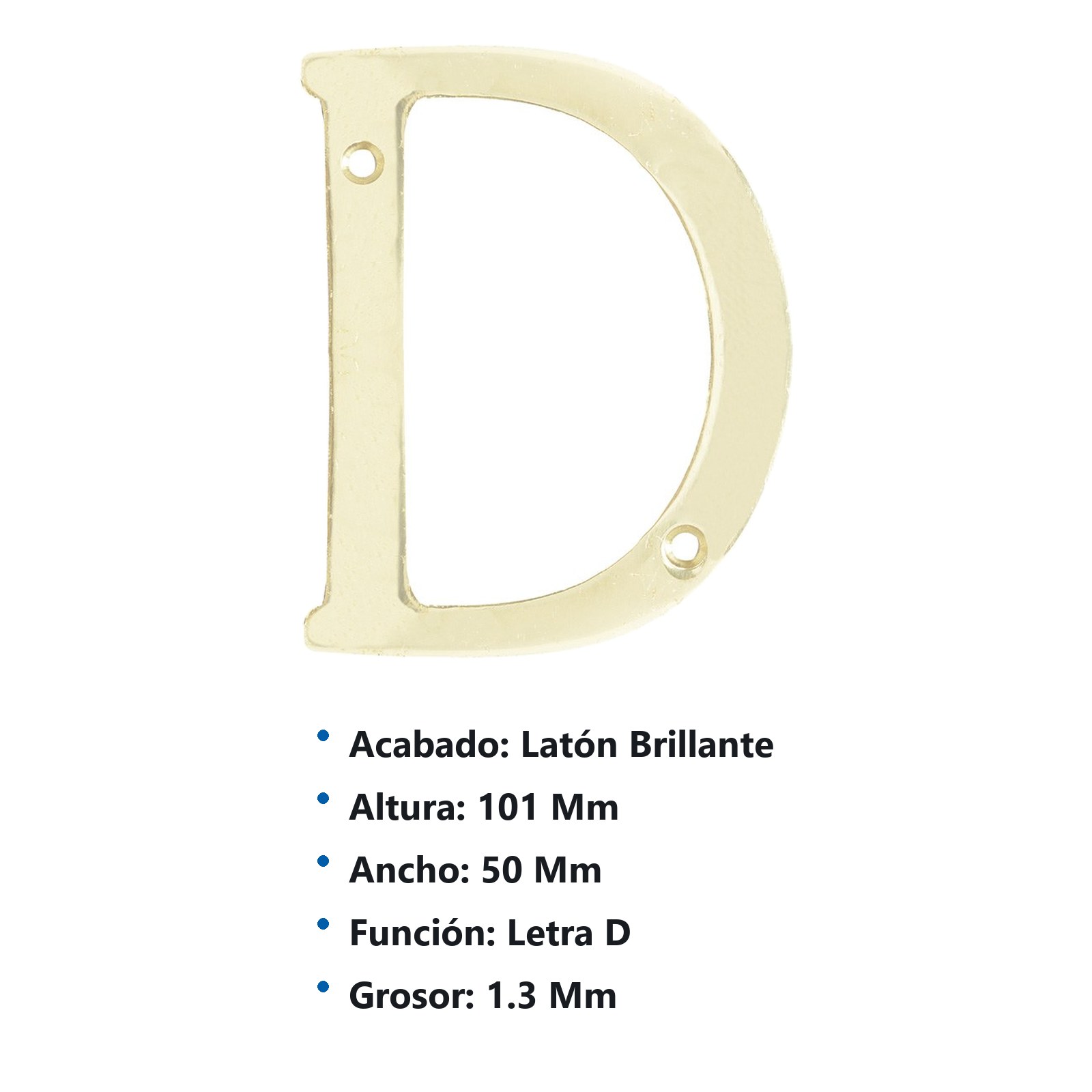 Letra D slim 4" latón brillante Lock - Imagen 3