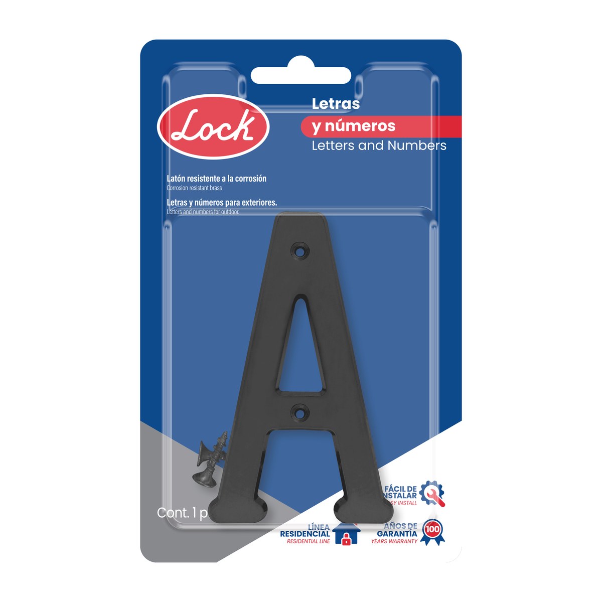 Letra A slim 4" negro Lock - Imagen 2