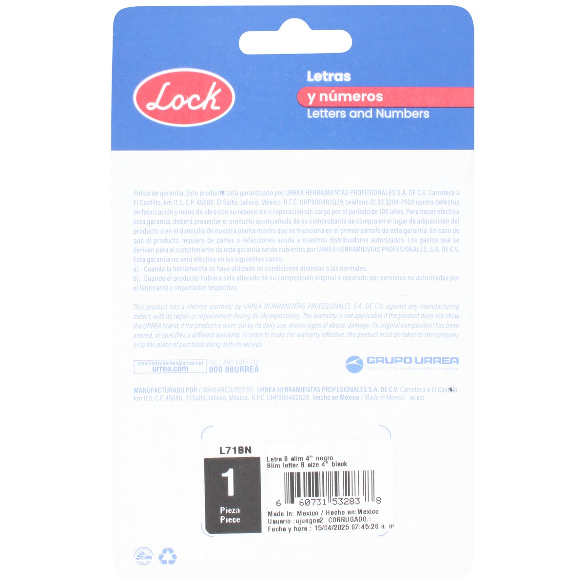 Letra B slim 4" negro Lock - Imagen 3