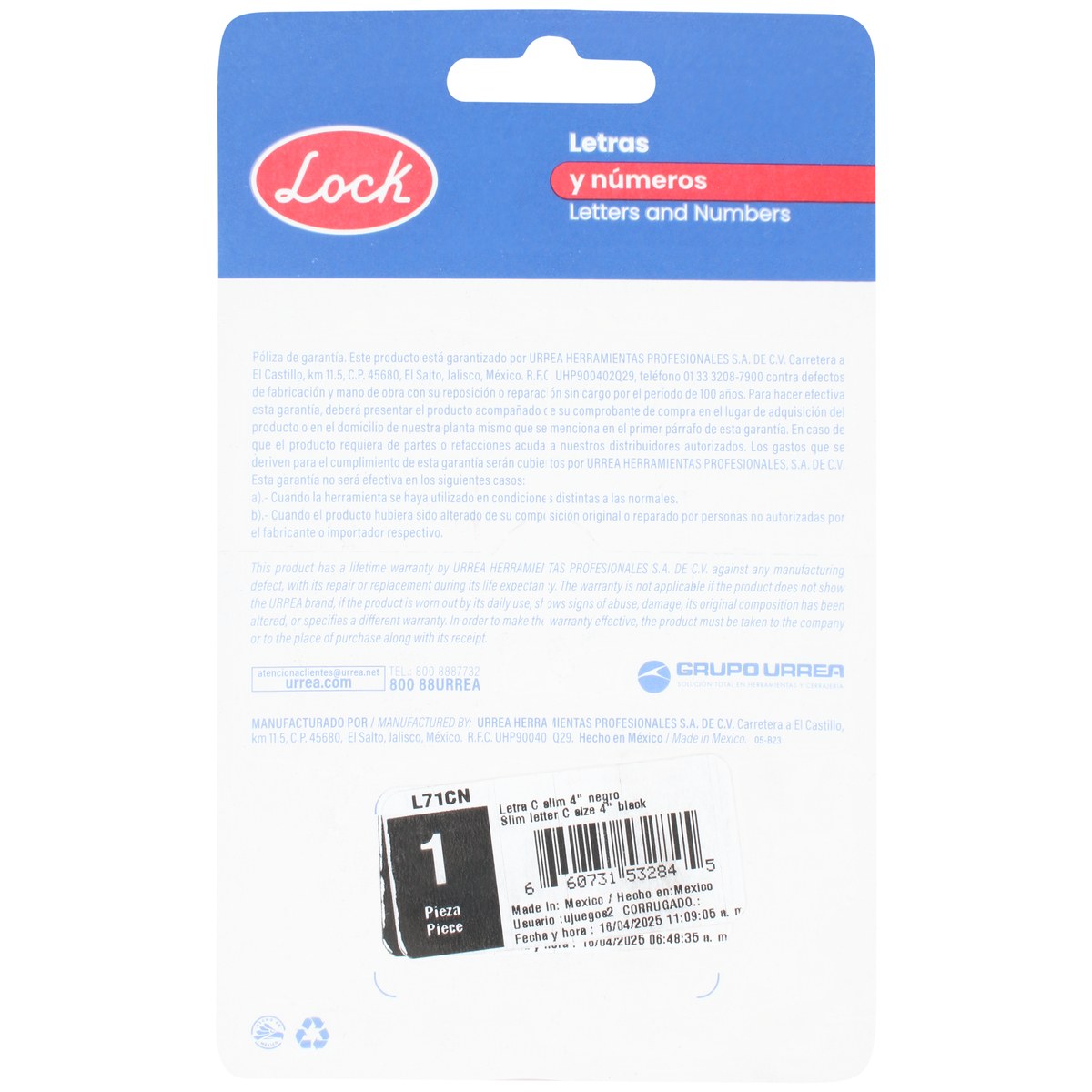 Letra C slim 4" negro Lock - Imagen 3