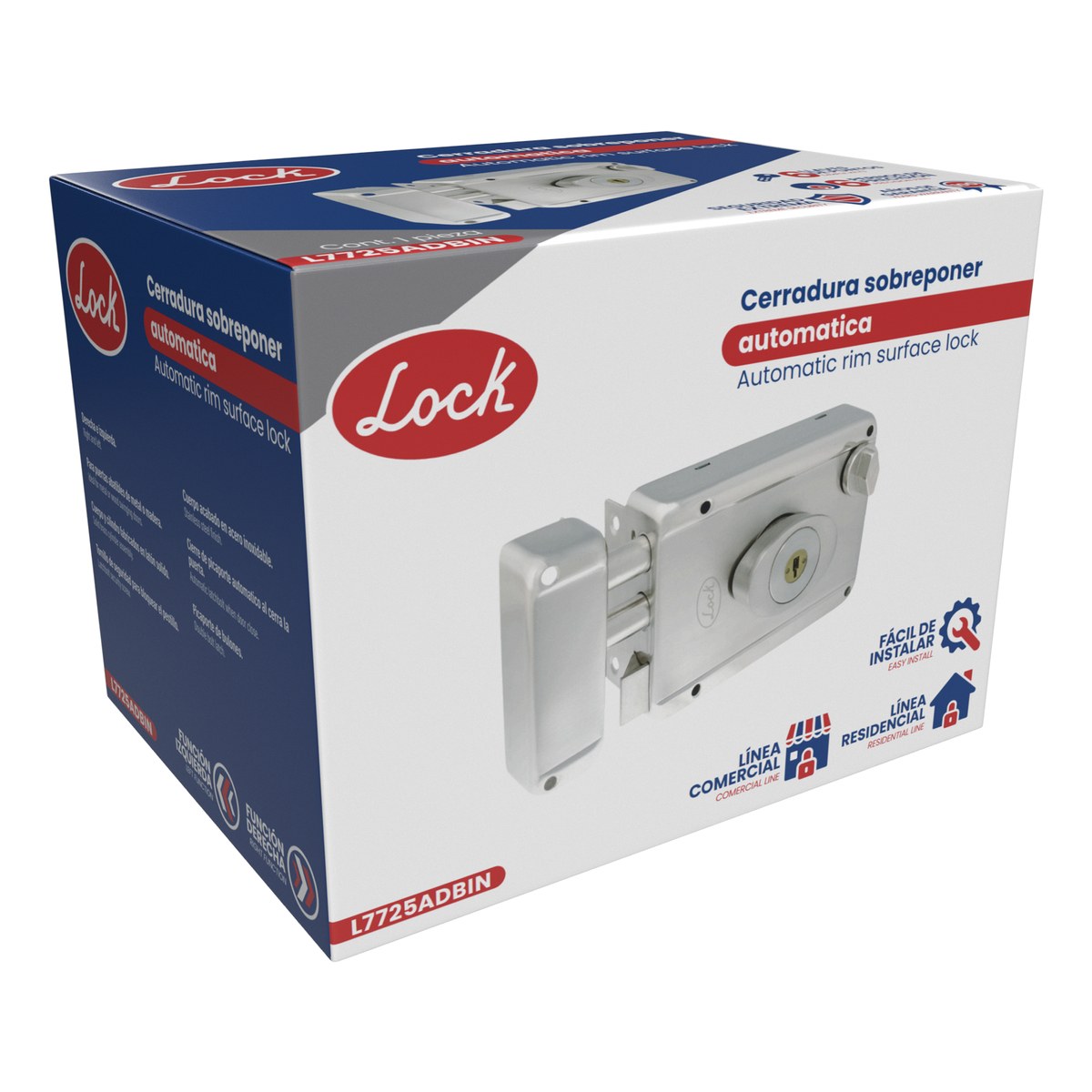 Cerradura de sobreponer función 2 bulones, acero inoxidable, llave de puntos, en caja Lock - Imagen 2