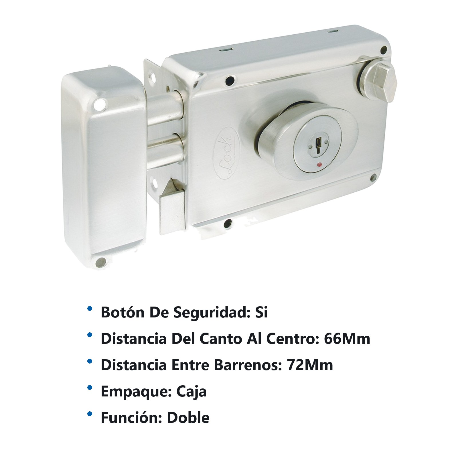 Cerradura de sobreponer función 2 bulones, acero inoxidable, llave de puntos, en caja Lock - Imagen 3