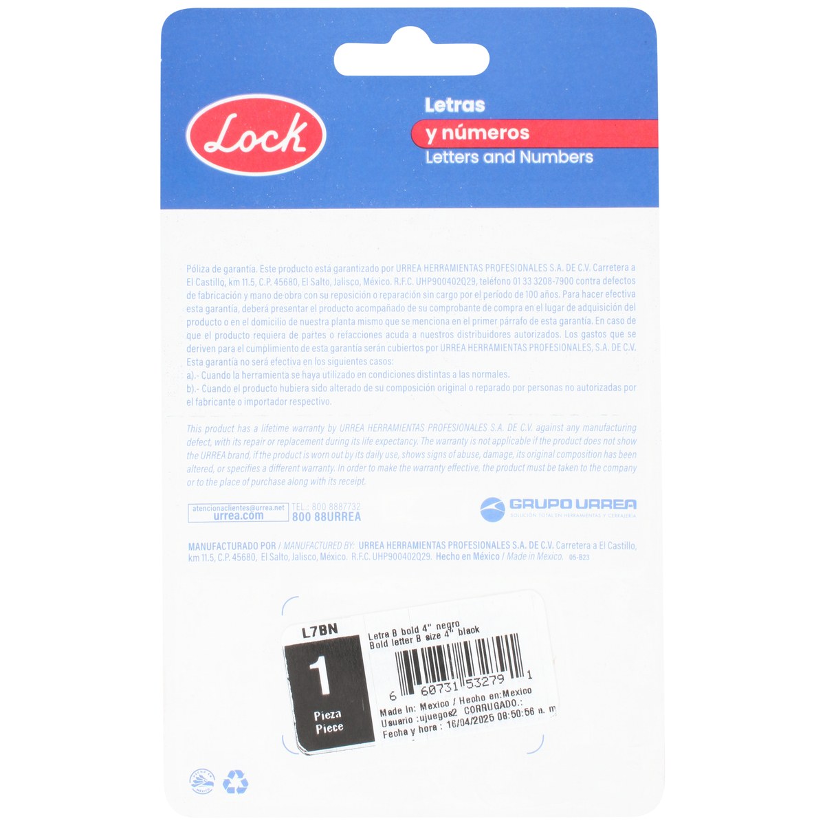 Letra B bold 4" negro Lock - Imagen 3