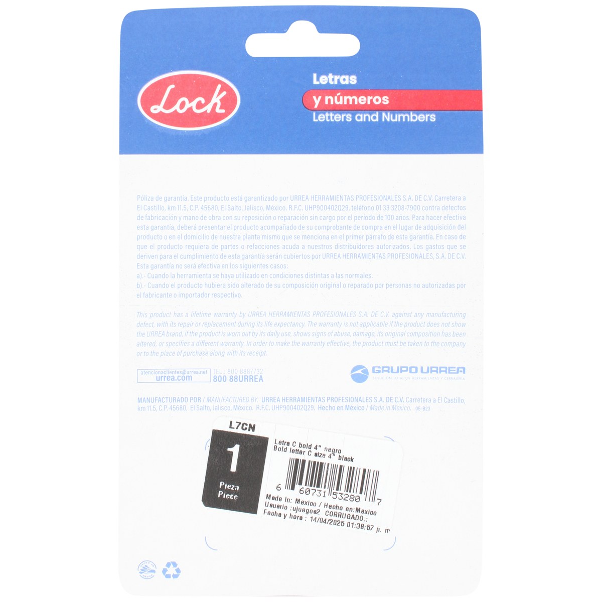 Letra C bold 4" negro Lock - Imagen 3