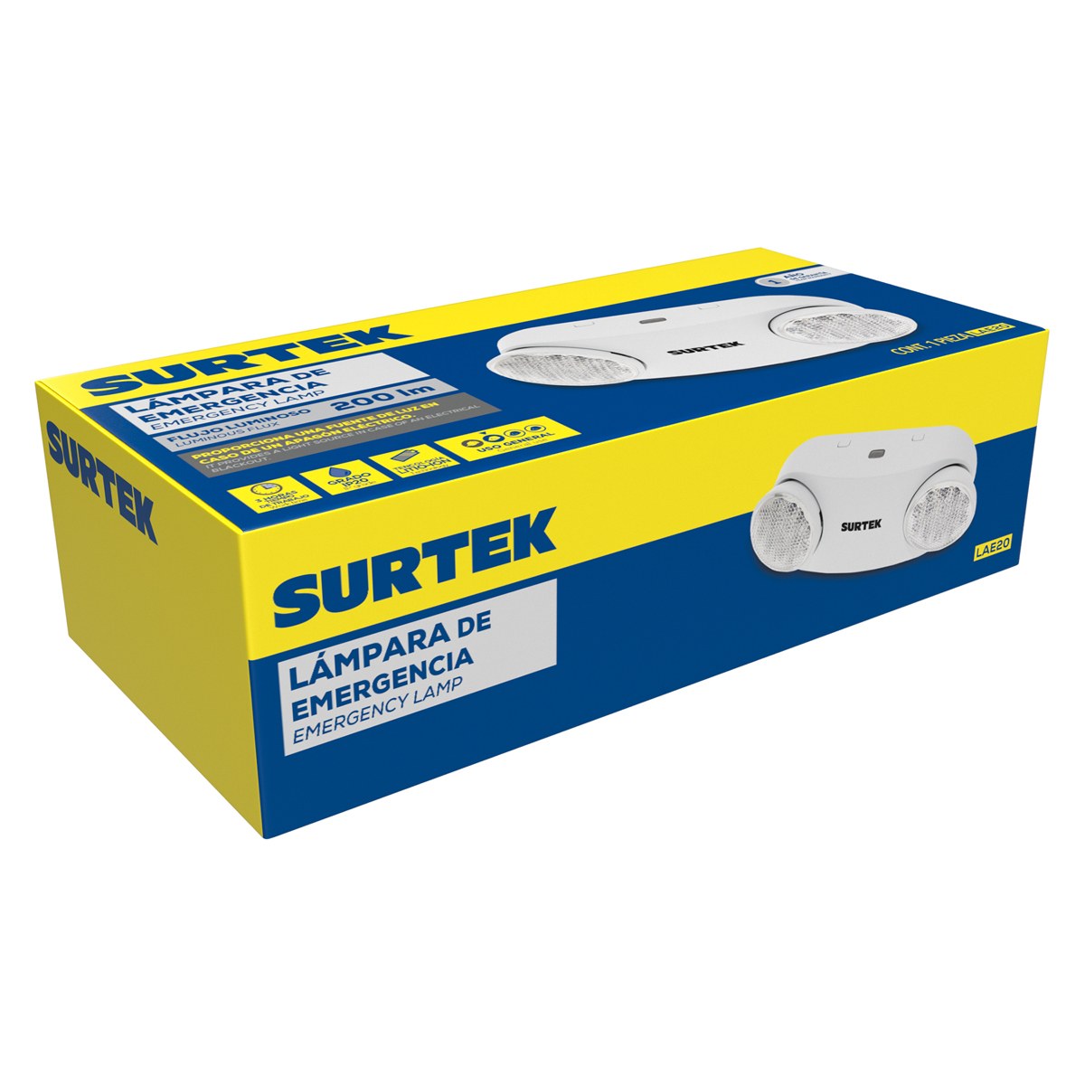 Lámpara de LED comercial para emergencia recargable de 200 lm Surtek - Imagen 3