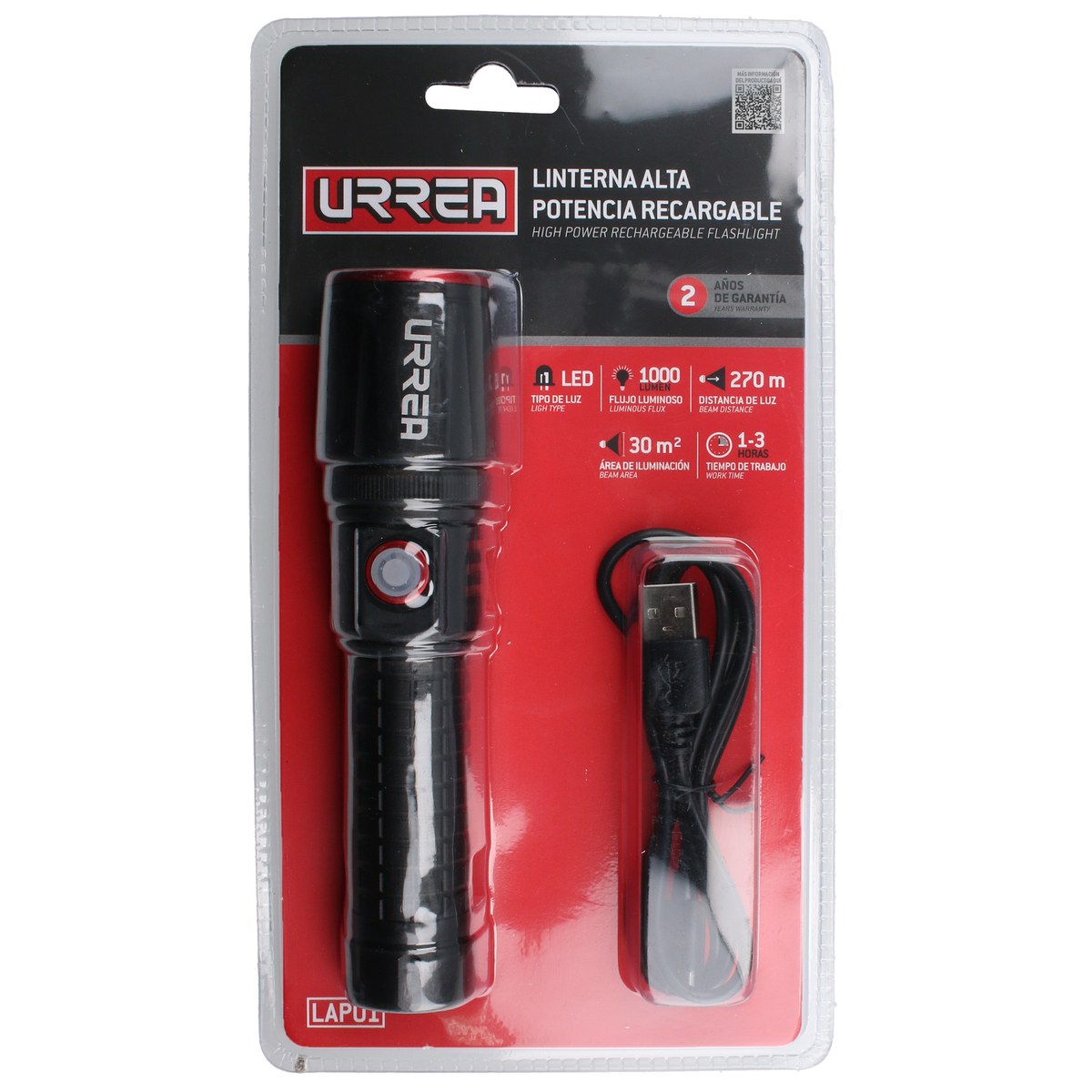 Linterna de LED de alta potencia recargable de 1,000 lm Urrea - Imagen 3