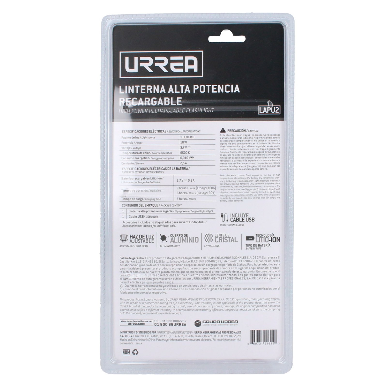 Linterna de LED de alta potencia recargable de 2,000 lm Urrea - Imagen 3