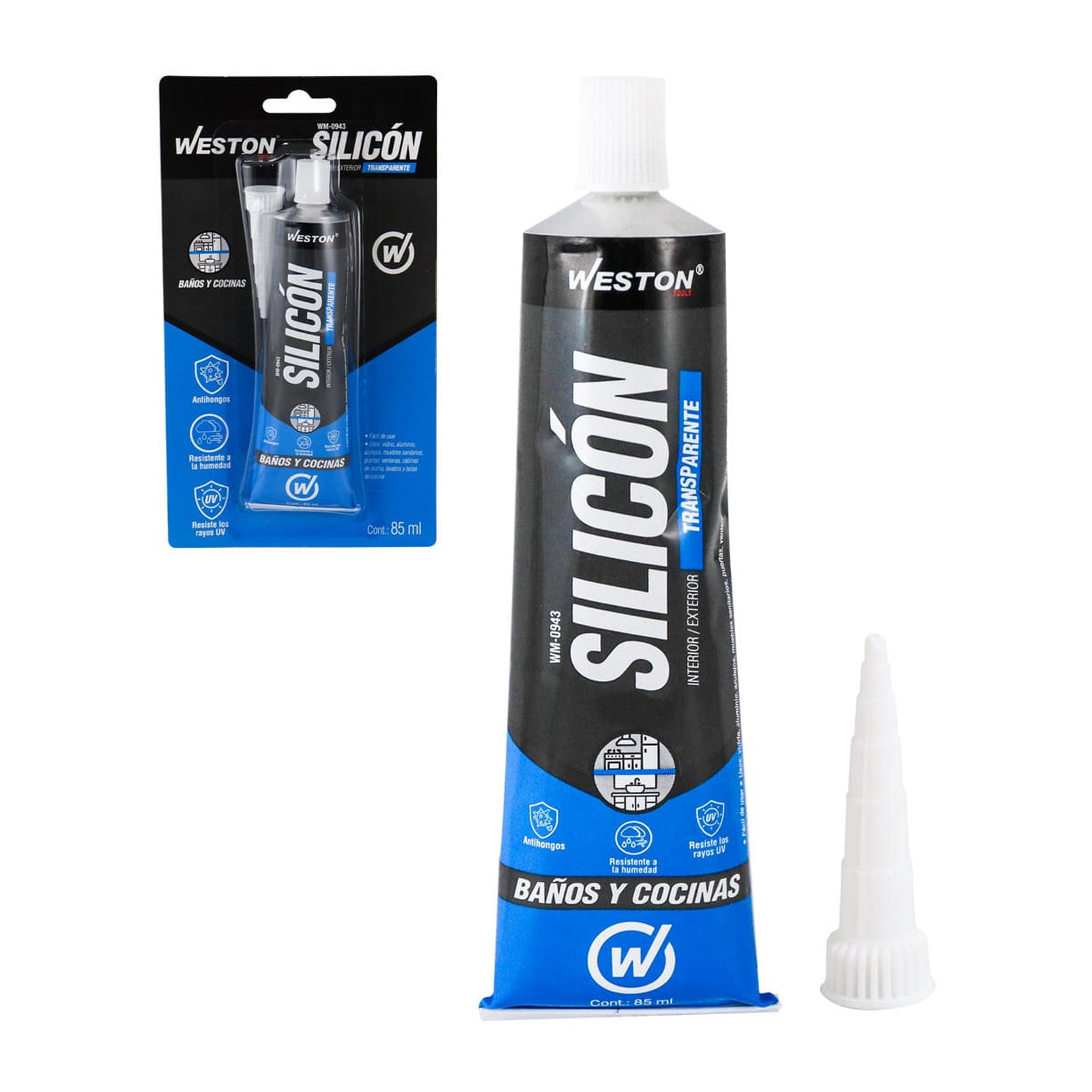 Silicón Transparente para Baños y Cocinas Weston Tubo 85 ml