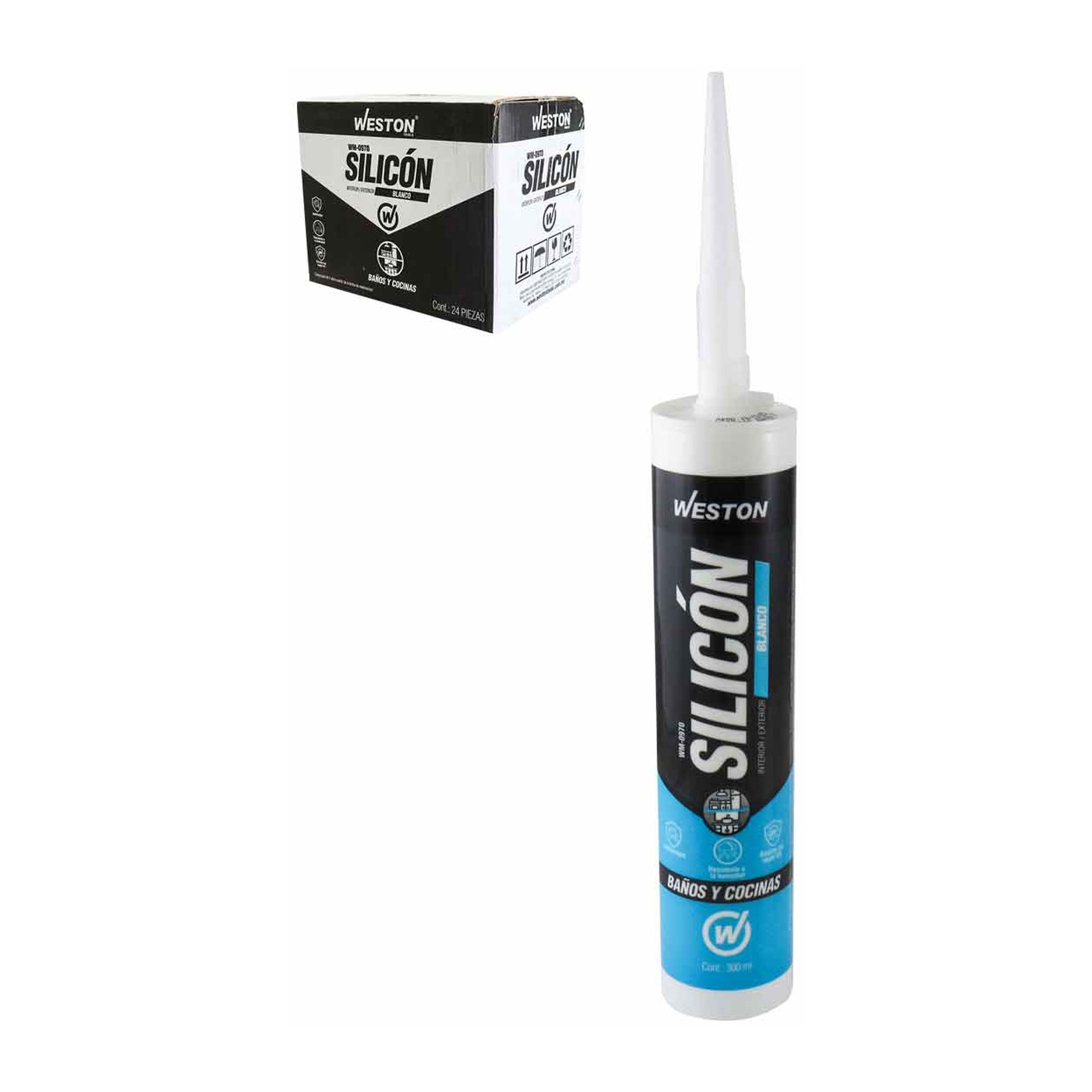 Silicón Blanco para Baños y Cocinas Cartucho 300 ml Weston