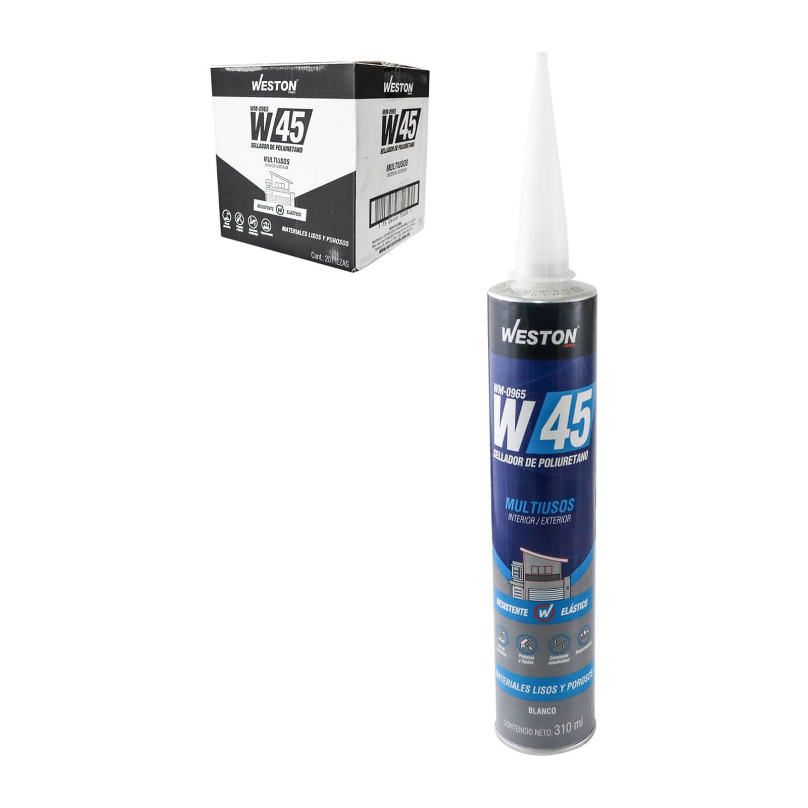 Adhesivo Sellador de Poliuretano Weston 310 ml (Caja con 20 piezas)