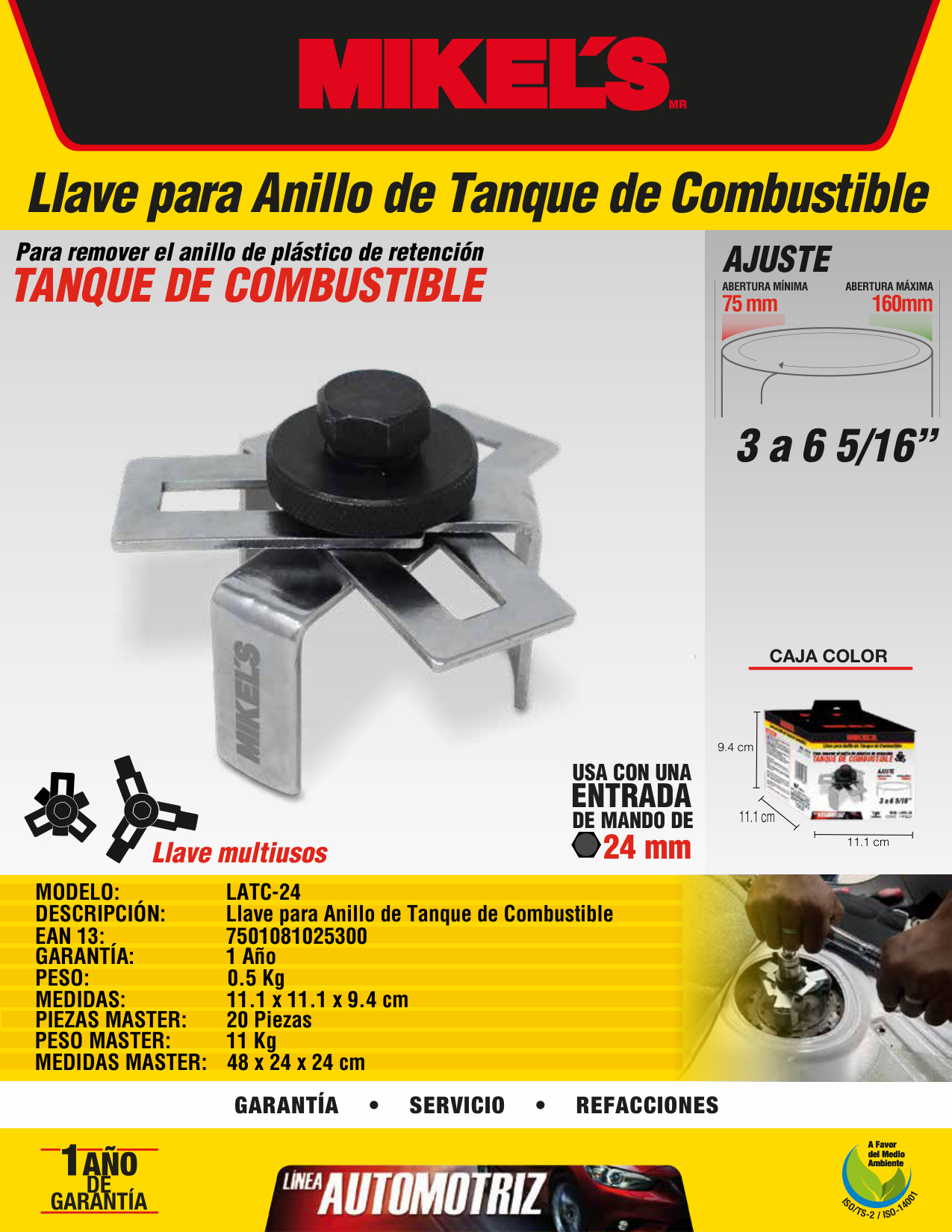 MIKELS LATC-24 Llave para anillo de tanque de combustible - Imagen 2