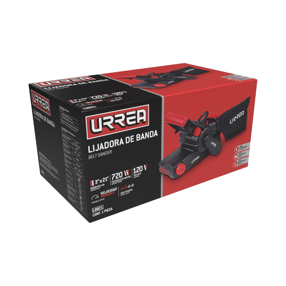 Lijadora de banda 3" x 21" 720 W 120V Urrea - Imagen 2