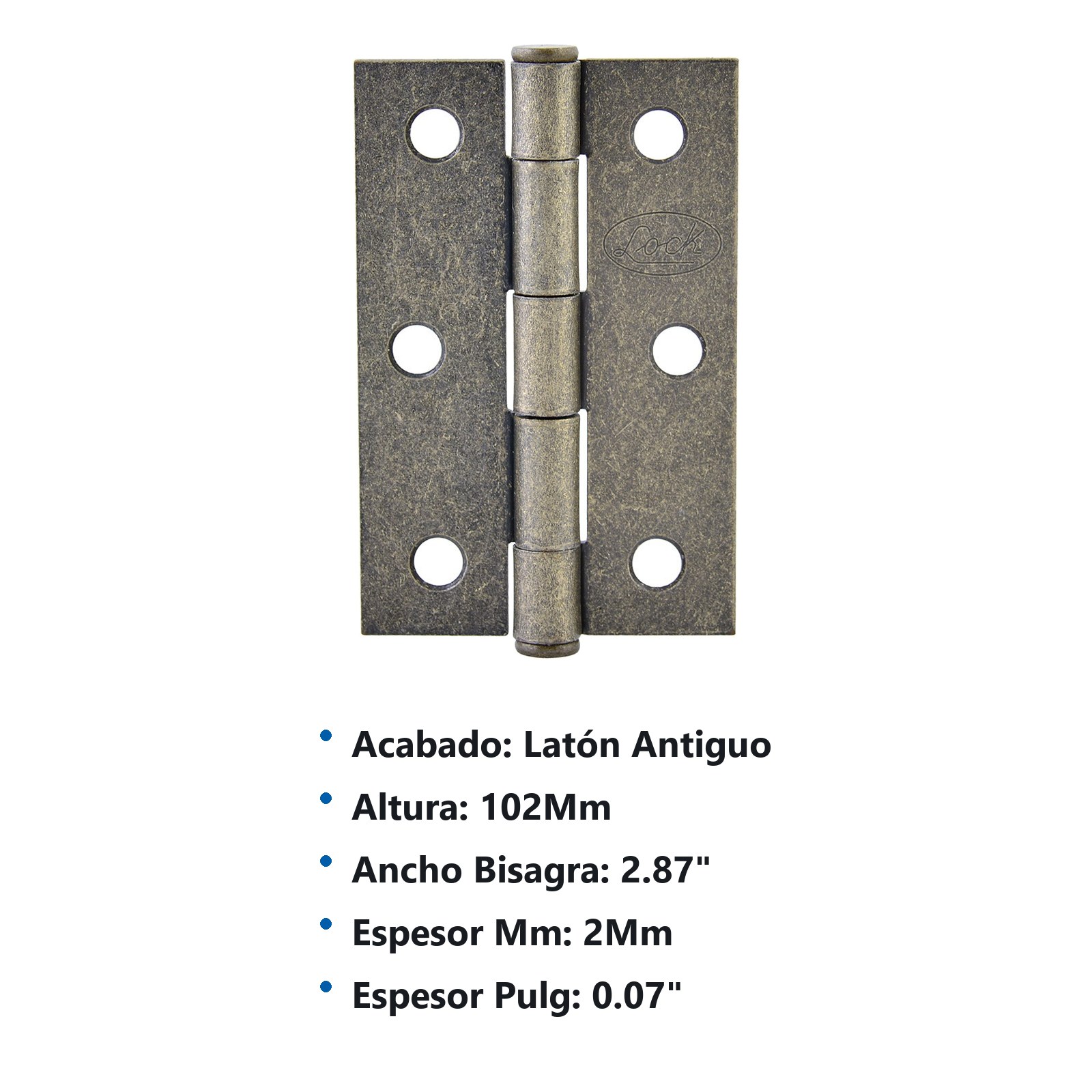Bisagra alargada perno remachado de acero latón antiguo 4" x  2.87" Lock - Imagen 3